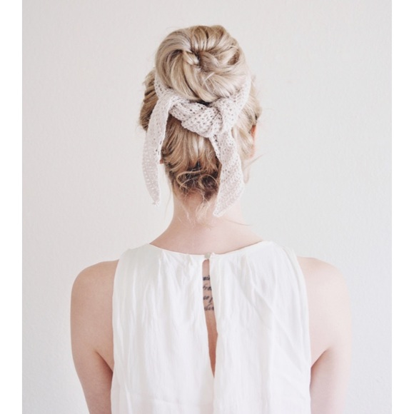 Black Crochet Scarf Wide Knit Head Scarf - Picture 6 of 8